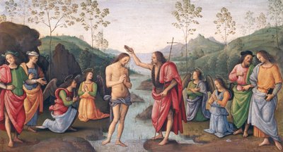 El Bautismo de Cristo, del Convento de San Pietro, Perugia, 1496-98 de Pietro Perugino